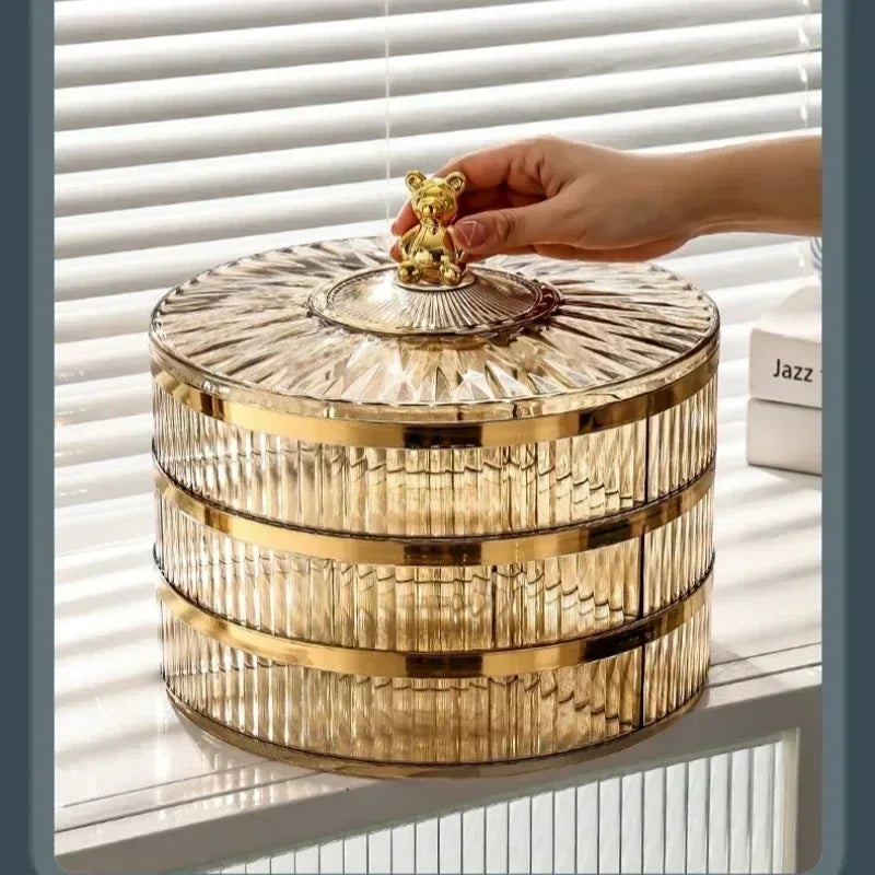 Caja de aperitivos transparente multicapa a prueba de polvo, bandeja de acrílico para fruta seca, caja de almacenamiento de nueces de caramelo, contenedor de artículos diversos para sala de estar moderna