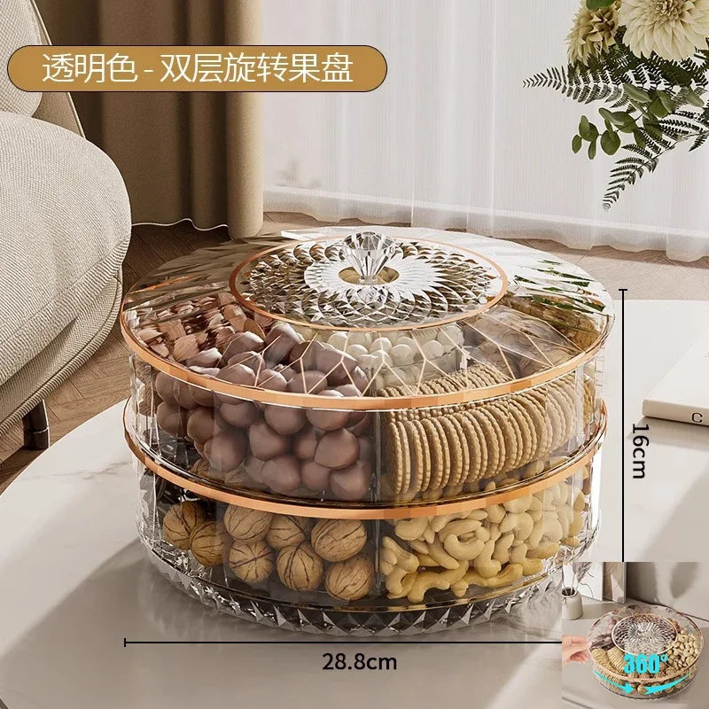 Caja de aperitivos transparente multicapa a prueba de polvo, bandeja de acrílico para fruta seca, caja de almacenamiento de nueces de caramelo, contenedor de artículos diversos para sala de estar moderna