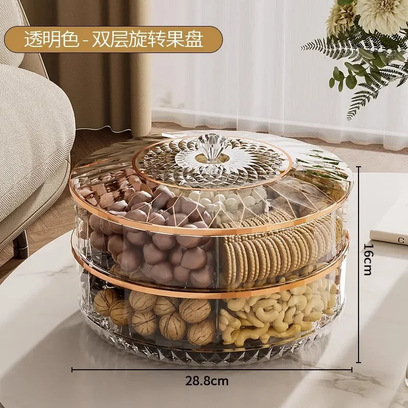 Caja de aperitivos transparente multicapa a prueba de polvo, bandeja de acrílico para fruta seca, caja de almacenamiento de nueces de caramelo, contenedor de artículos diversos para sala de estar moderna