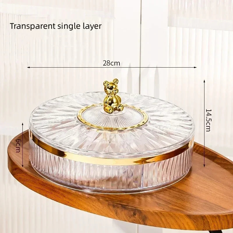 Caja de aperitivos transparente multicapa a prueba de polvo, bandeja de acrílico para fruta seca, caja de almacenamiento de nueces de caramelo, contenedor de artículos diversos para sala de estar moderna