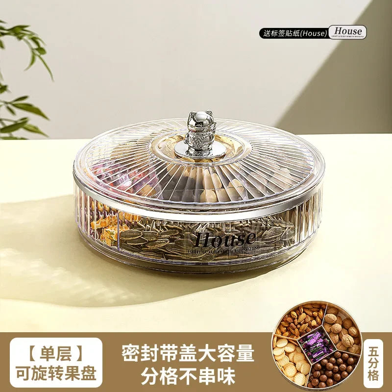 Caja de aperitivos transparente multicapa a prueba de polvo, bandeja de acrílico para fruta seca, caja de almacenamiento de nueces de caramelo, contenedor de artículos diversos para sala de estar moderna