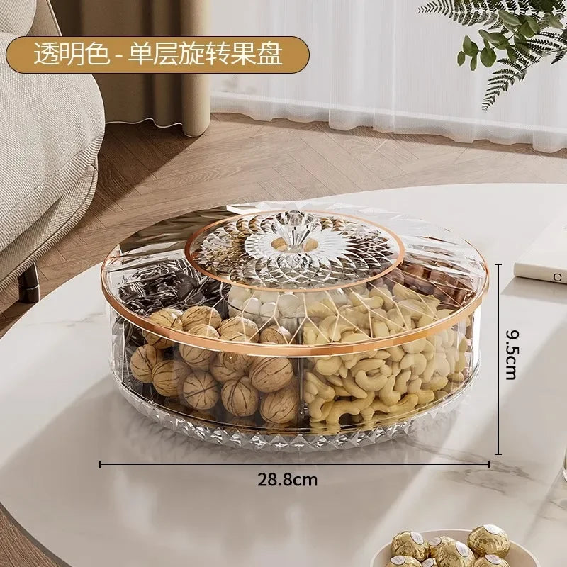 Caja de aperitivos transparente multicapa a prueba de polvo, bandeja de acrílico para fruta seca, caja de almacenamiento de nueces de caramelo, contenedor de artículos diversos para sala de estar moderna