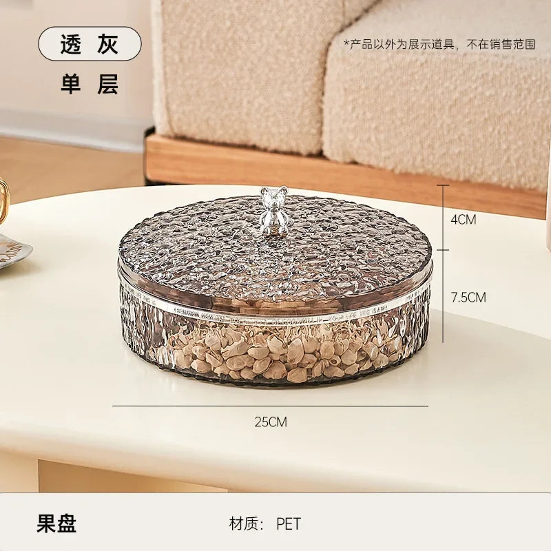 Caja de aperitivos transparente multicapa a prueba de polvo, bandeja de acrílico para fruta seca, caja de almacenamiento de nueces de caramelo, contenedor de artículos diversos para sala de estar moderna