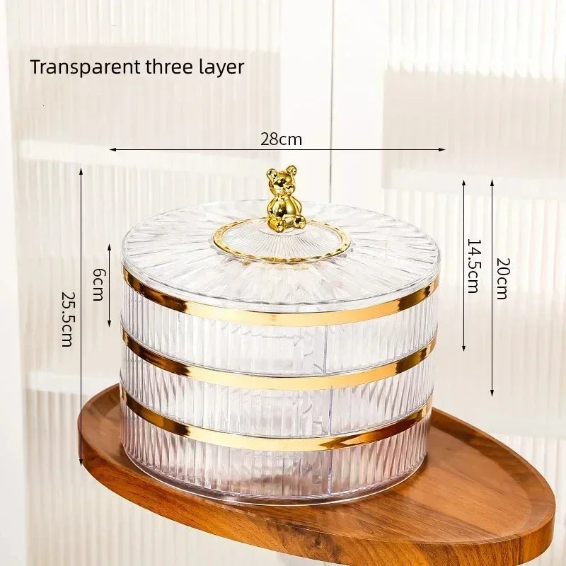 Caja de aperitivos transparente multicapa a prueba de polvo, bandeja de acrílico para fruta seca, caja de almacenamiento de nueces de caramelo, contenedor de artículos diversos para sala de estar moderna