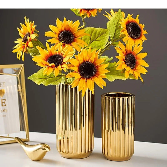 American Striped Golden Vase Flower Arrangement Plant Decoration Electroplating Hydroponic Wedding Home