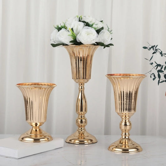 20 27 37 Metall Trompete Vase Hause Restaurant Dekoration Europa Rose Gold Farbe Blumenhalter für Hochzeit party Tisch